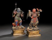 Pair of Chinese Painted Wood Diabolical 2ad5a