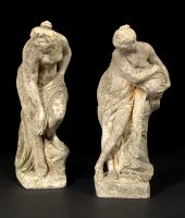 Pair of French Cast-Stone Garden Figures,