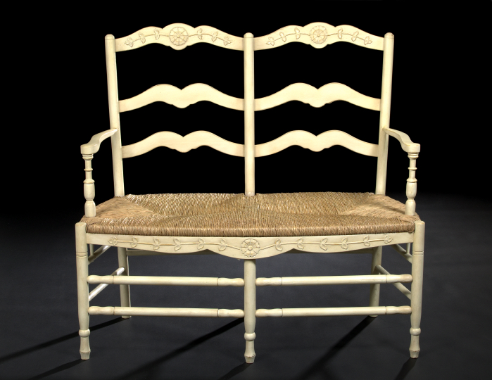 Provincial Louis XV-Style Ivory-Painted Settee,
