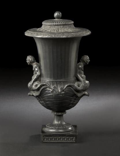 Fine Wedgwood Black Basalt Vase and Cover,