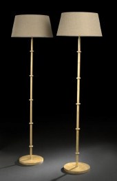 Tall Pair of French Gilded Ringed Metal