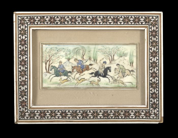 Framed Indian Painted Ivory Miniature,  depicting