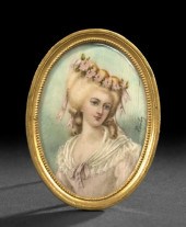 Two French Portrait Miniatures  2bea9