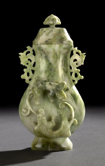 Chinese Carved Jade Covered Vase  2c18e