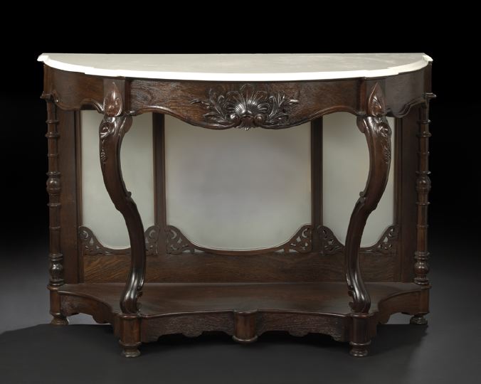 American Rococo Revival Rosewood and Marble-Top