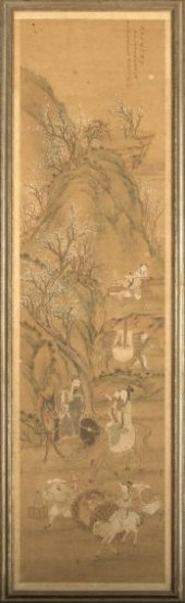Framed Chinese Landscape Scroll  2c074