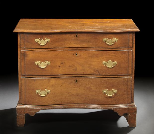 American Chippendale Mahogany Oxbow Chest,