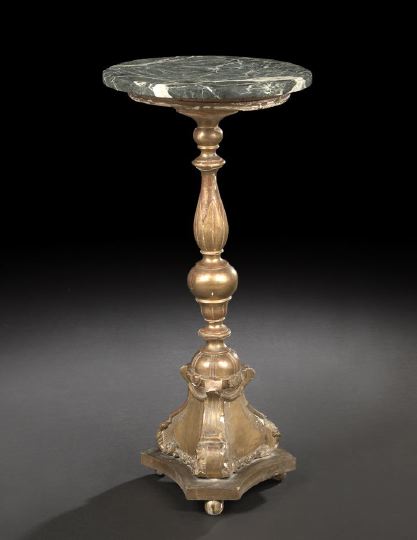 Italian Gilded, Polychromed and Marble-Top