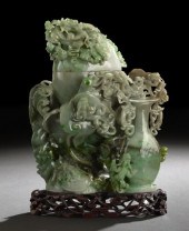 Chinese Carved Jade Vase and Mythological 2c891