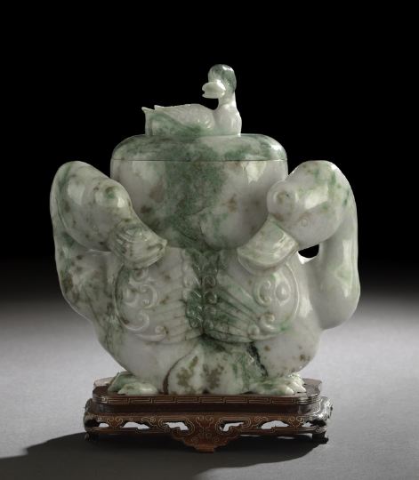 Large Chinese Carved Jade Covered 2c8b6