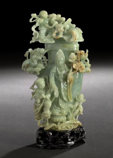 Chinese Carved Jade Covered Urn  2c8b8