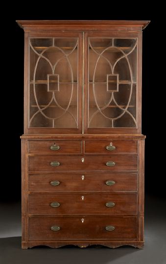 George III Style Mahogany Bookcase on Chest  2c8ca