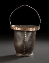 English Copper-Mounted Leather Bucket,