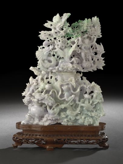 Elaborate Chinese Carved Jade Covered 2c8f3