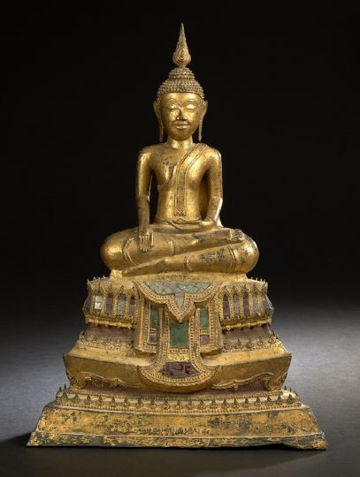 Thai Gilt Bronze Figure of a Seated 2ca09
