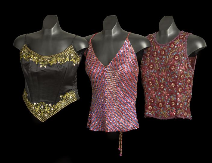 Group of Three Cocktail Tops,  one a sleeveless