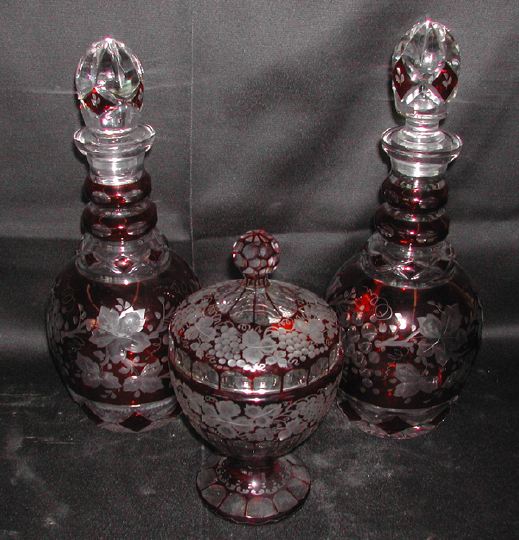 Group of Three Pieces of Cranberry 2d055