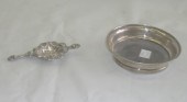 Sterling Silver Coaster and Tea Strainer,