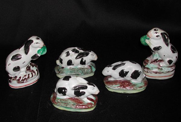 Interesting Collection of Five Staffordshire