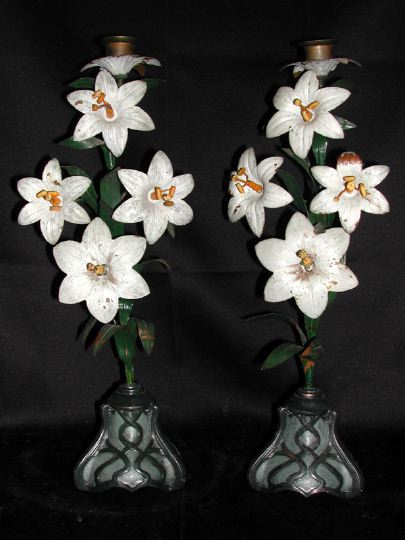 Pair of French Polychromed Cast Iron 2d577