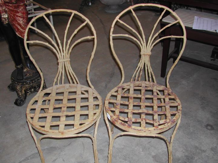 Pair of Rustic Polychromed Wrought-Iron "Twig"