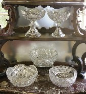 Five Piece Collection of Cut Glass  2e137