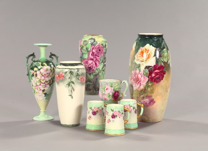 Eight-Piece Collection of Hand-Painted American