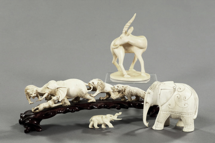 Group of Four Carved Ivory Figures,  consisting