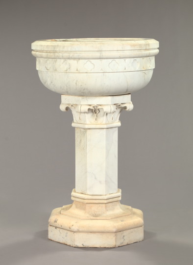 Large Turned and Carved White Marble