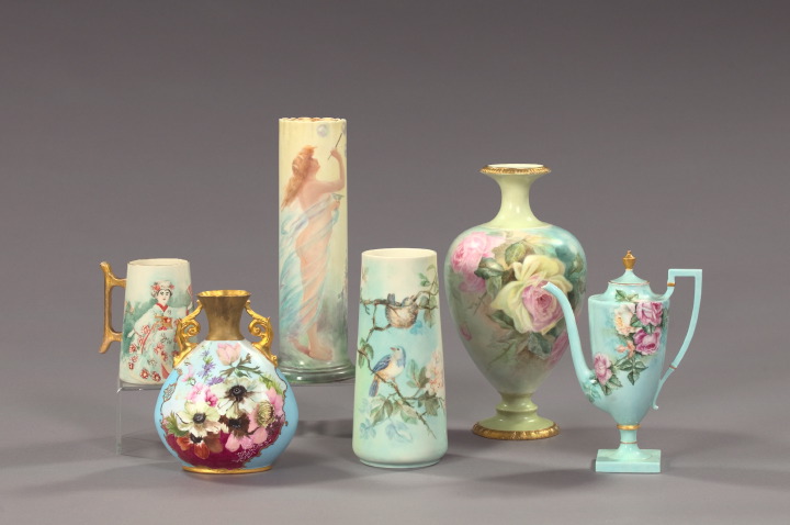 Six-Piece Collection of Hand-Painted American