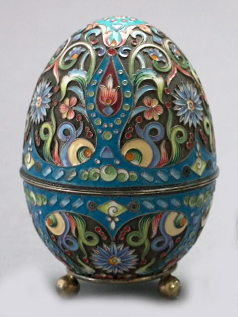 Russian Enameled Silver and Silver-Gilt Easter