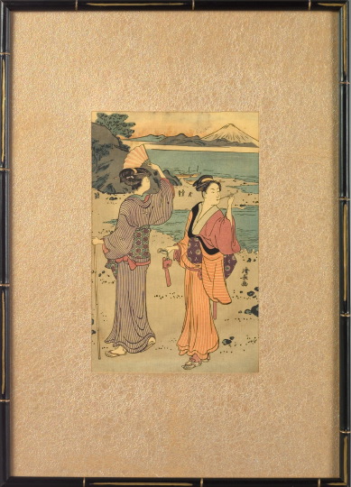 Two Japanese Ukiyo e Colored Woodblock 2e910