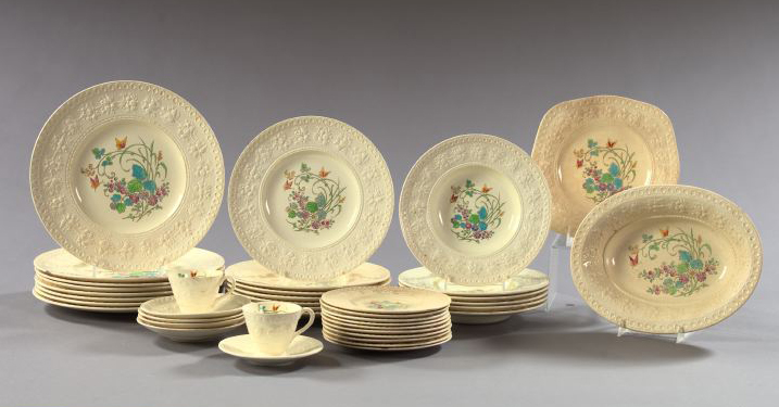 Forty-Piece Wedgwood Embossed Queen's