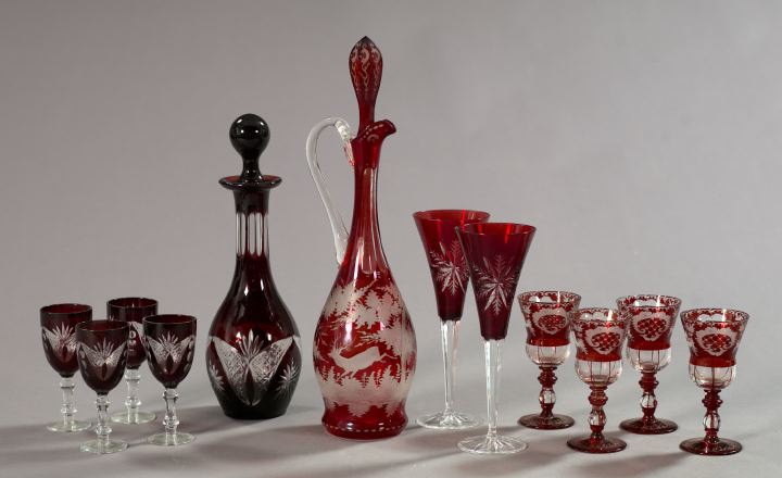 Ten Piece Collection of Ruby Glassware  2f026