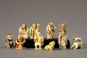 Collection of Ten Japanese Meiji Carved