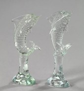 Dramatic Pair of Murano Clear Air-Bubbled