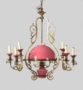 Large French Cast-Brass Ten-Light Gas