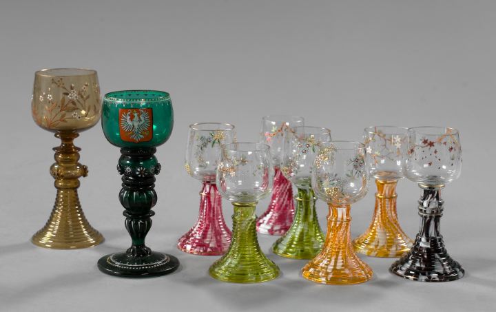 Collection of Nine Glass Wine Goblets  2f584