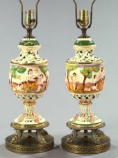 Pair of Capodimonte Polychromed Pottery