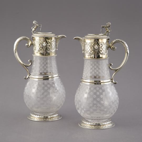 Fine Pair of English Silver-Gilt-Mounted