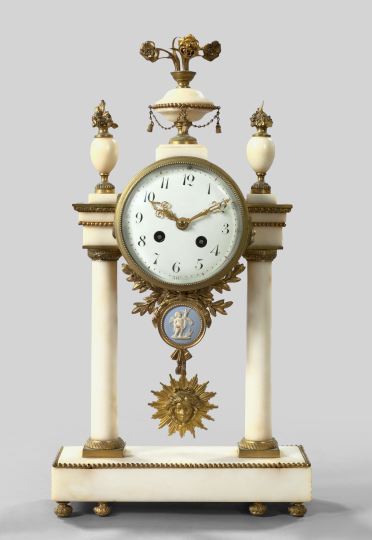 Attractive French Carrere Marble Mantel Clock,