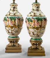 Large Pair of Capodimonte Pottery