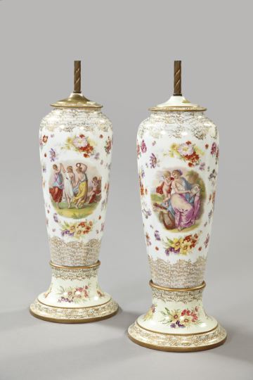 Large Pair of Dresden Porcelain