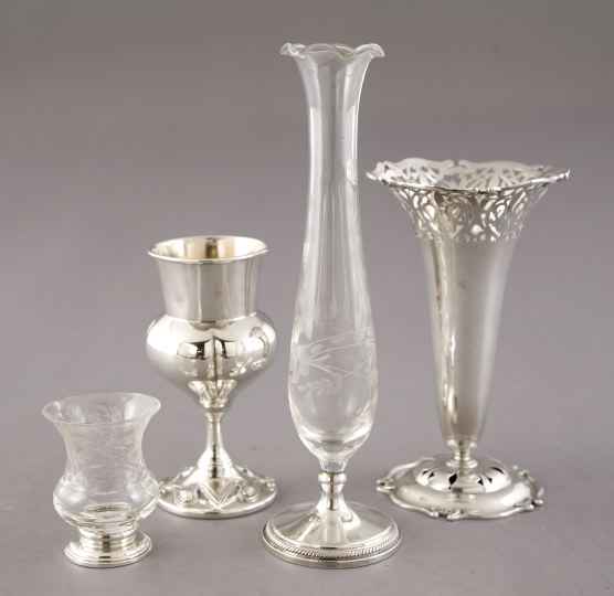 Four-Piece Group of Silver and Glassware,