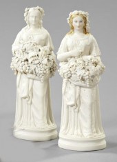 Two Rare Bennington Pottery Figures 2fe33
