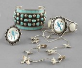 Four Zuni Silver Jewelry Pieces,  comprised