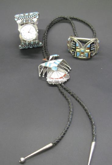 Three Navajo and Zuni Silver Jewelry