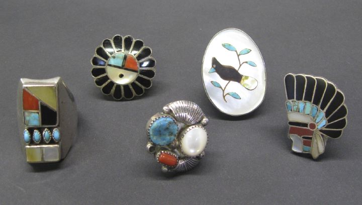 Five Assorted Navajo and Zuni Rings  2fe74