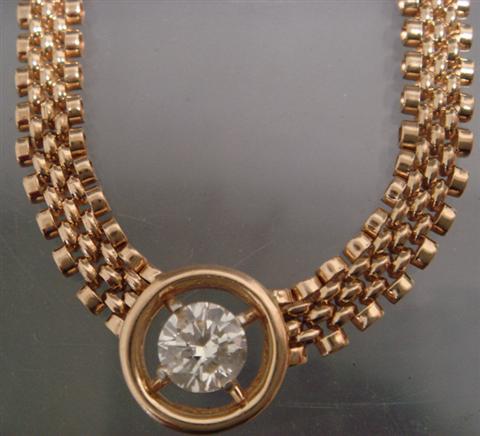 14K YG necklace with 80 90 pt round 3bba1
