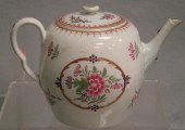 English pearlware teapot, floral decoration,